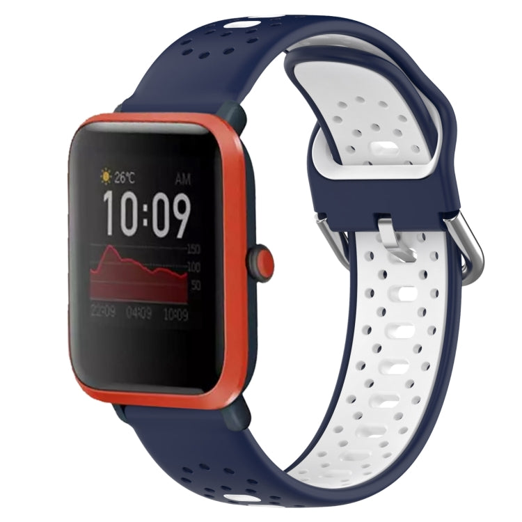 For Amazfit Bip 1S 20mm Breathable Two-Color Silicone Watch Band(Midnight Blue+White) -  by PMC Jewellery | Online Shopping South Africa | PMC Jewellery