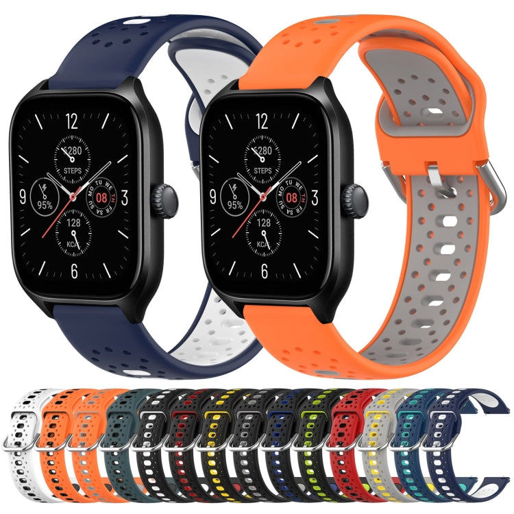 For Amazfit GTS 2 Mini 20mm Breathable Two-Color Silicone Watch Band(Black+Grey) -  by PMC TechLife | Online Shopping South Africa | PMC TechLife