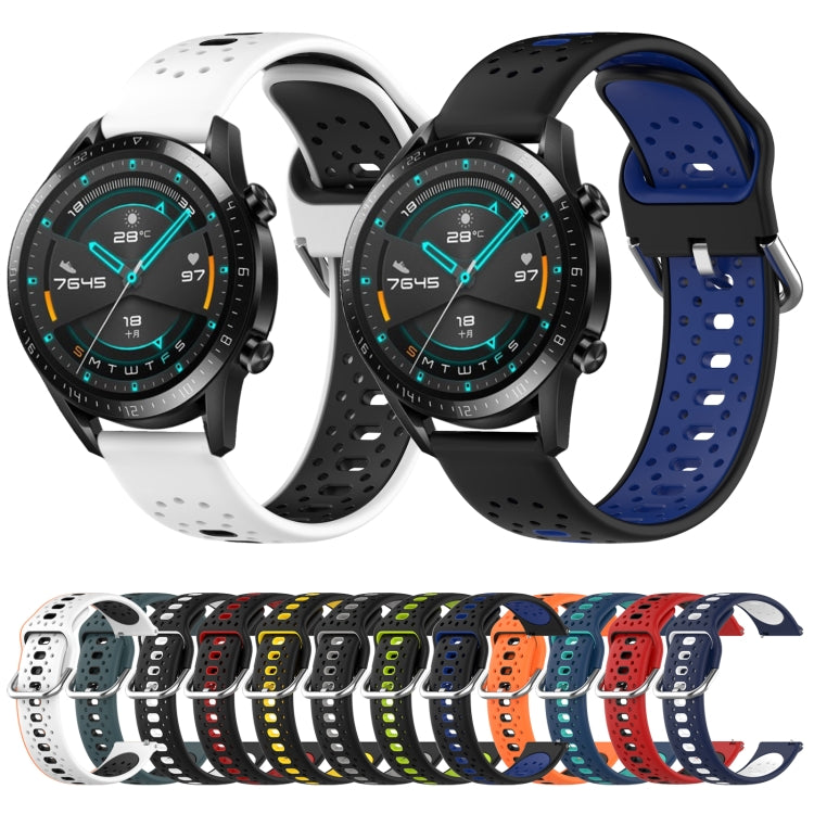 For Huawei Watch GT3 42mm 20mm Breathable Two-Color Silicone Watch Band(Blue+Teal) - Watch Bands by PMC Jewellery | Online Shopping South Africa | PMC Jewellery