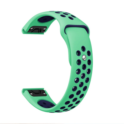 For Garmin Instinct Crossover 22mm Sports Breathable Silicone Watch Band(Mint Green+Midnight Blue) -  by PMC Jewellery | Online Shopping South Africa | PMC Jewellery