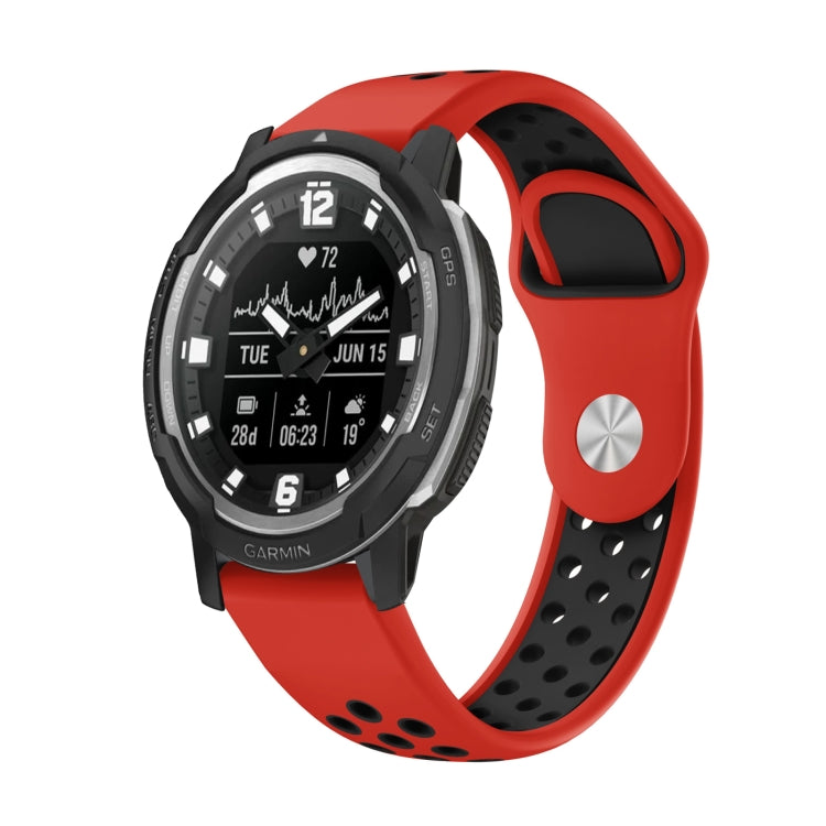 For Garmin Instinct Crossover Solar 22mm Sports Breathable Silicone Watch Band(Red+Black) -  by PMC Jewellery | Online Shopping South Africa | PMC Jewellery