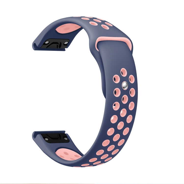 For Garmin Instinct Crossover Solar 22mm Sports Breathable Silicone Watch Band(Midnight Blue+Pink) -  by PMC Jewellery | Online Shopping South Africa | PMC Jewellery