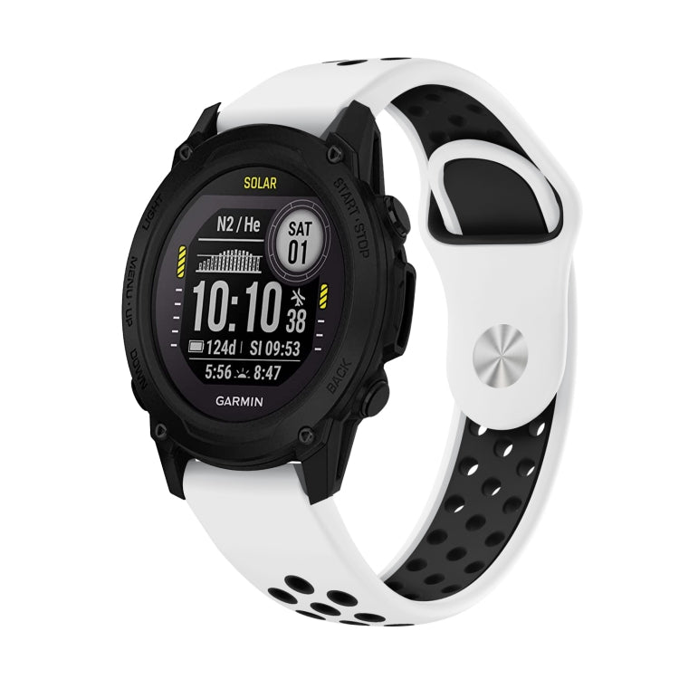 For Garmin Descent G1 22mm Sports Breathable Silicone Watch Band(White+Black) -  by PMC Jewellery | Online Shopping South Africa | PMC Jewellery