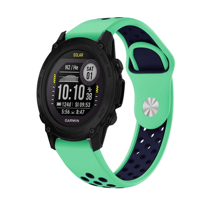 For Garmin Descent G1 22mm Sports Breathable Silicone Watch Band(Mint Green+Midnight Blue) -  by PMC Jewellery | Online Shopping South Africa | PMC Jewellery