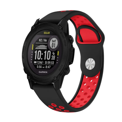 For Garmin Descent G1 22mm Sports Breathable Silicone Watch Band(Black+Red) -  by PMC Jewellery | Online Shopping South Africa | PMC Jewellery