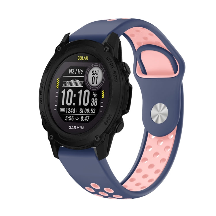 For Garmin Descent G1 22mm Sports Breathable Silicone Watch Band(Midnight Blue+Pink) -  by PMC Jewellery | Online Shopping South Africa | PMC Jewellery