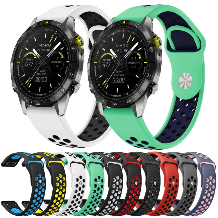 For Garmin Instinct Crossover Solar 22mm Sports Breathable Silicone Watch Band(Mint Green+Midnight Blue) -  by PMC Jewellery | Online Shopping South Africa | PMC Jewellery