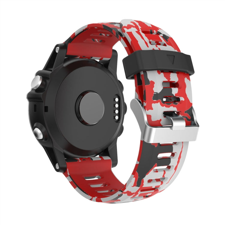 For Garmin Instinct 2X Solar 26mm Camouflage Printed Silicone Watch Band(Red+Army Camouflage) -  by PMC Jewellery | Online Shopping South Africa | PMC Jewellery