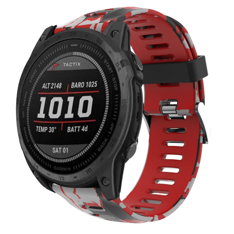 For Garmin Tactix 7 26mm Camouflage Printed Silicone Watch Band(Red+Army Camouflage) -  by PMC Jewellery | Online Shopping South Africa | PMC Jewellery