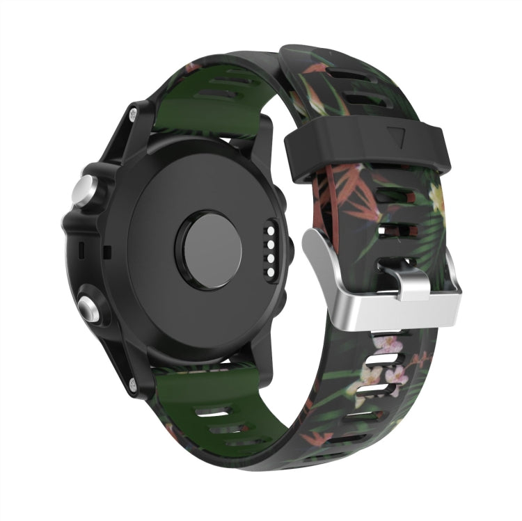 For Garmin Enduro 26mm Camouflage Printed Silicone Watch Band(Army Green+Bamboo Camouflage) -  by PMC Jewellery | Online Shopping South Africa | PMC Jewellery