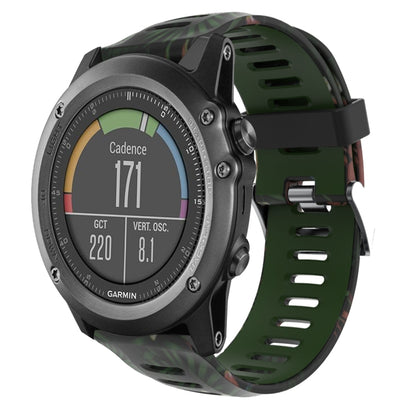 For Garmin Fenix 3 Sapphire 26mm Camouflage Printed Silicone Watch Band(Army Green+Bamboo Camouflage) -  by PMC Jewellery | Online Shopping South Africa | PMC Jewellery