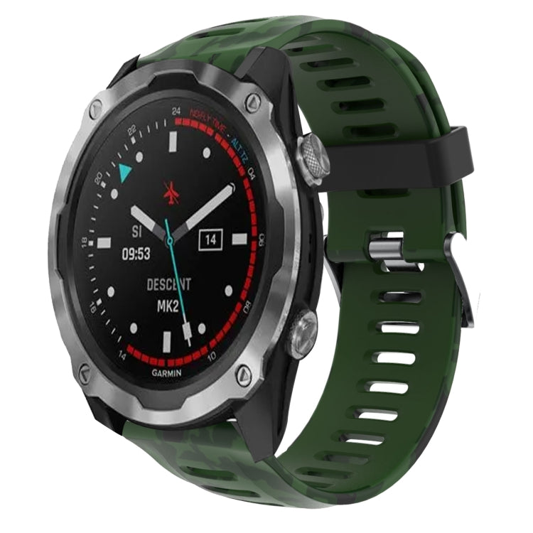 For Garmin Descent MK 2i 26mm Camouflage Printed Silicone Watch Band(Army Green+Army Camouflage) - Watch Bands by PMC Jewellery | Online Shopping South Africa | PMC Jewellery