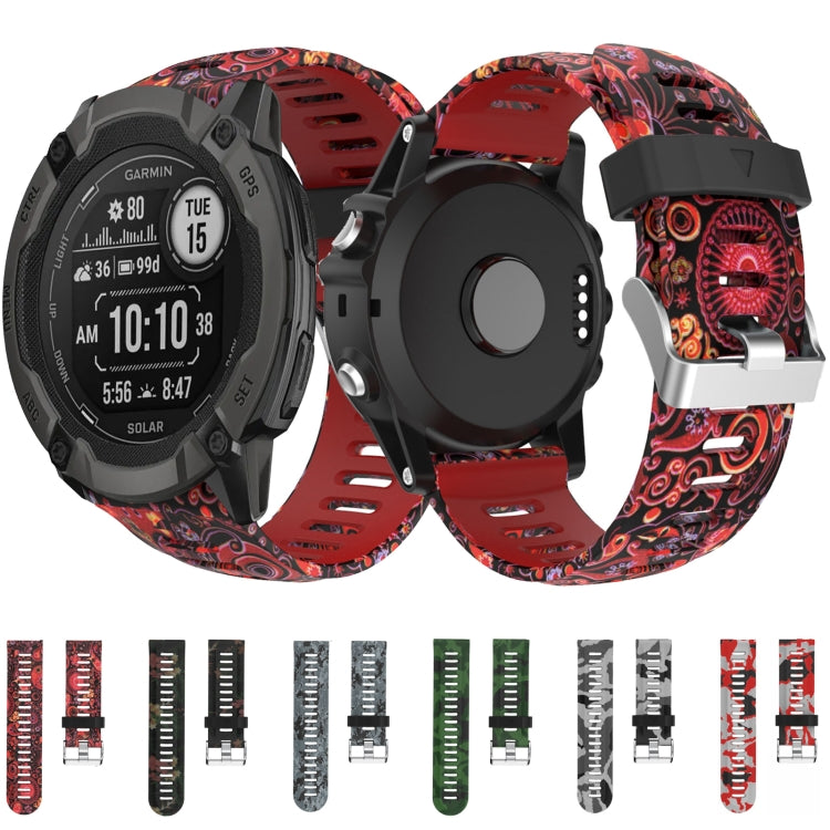 For Garmin Fenix 7X Solar 26mm Camouflage Printed Silicone Watch Band(Red+Jellyfish Camouflage) - Watch Bands by PMC Jewellery | Online Shopping South Africa | PMC Jewellery