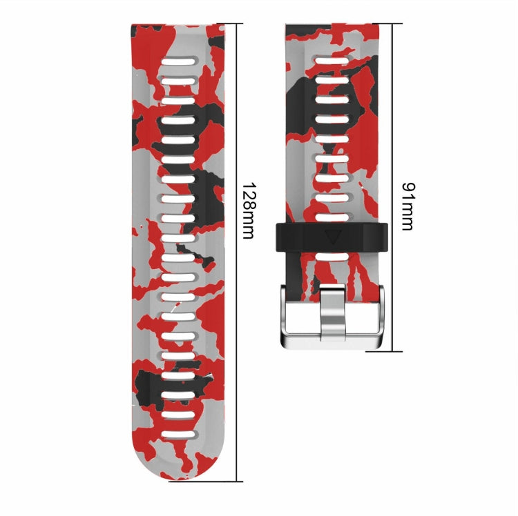 For Garmin Enduro 2 26mm Camouflage Printed Silicone Watch Band(Red+Army Camouflage) -  by PMC Jewellery | Online Shopping South Africa | PMC Jewellery