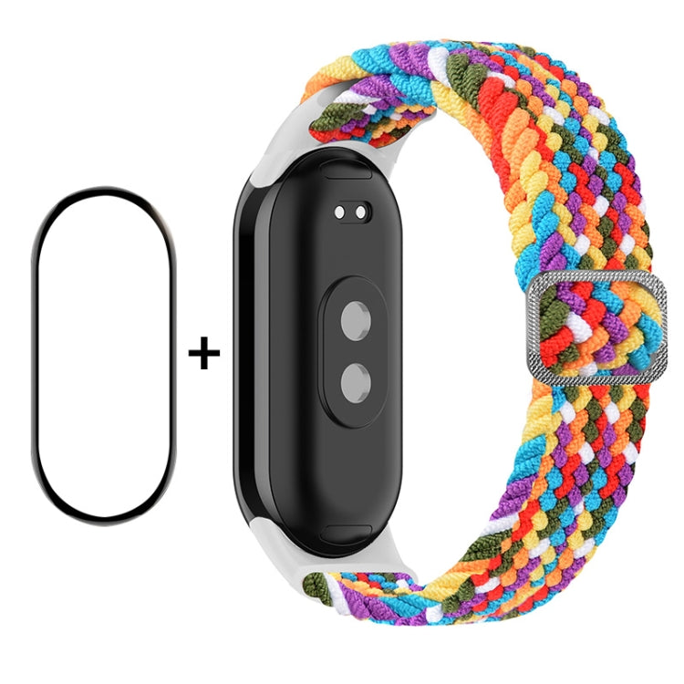 For Xiaomi Mi Band 8 ENKAY Hat-Prince 2 in 1 Set Full Coverage Screen Protector + Elastic Braided Nylon Watch Band(Rainbow) - Watch Bands by ENKAY | Online Shopping South Africa | PMC Jewellery | Buy Now Pay Later Mobicred