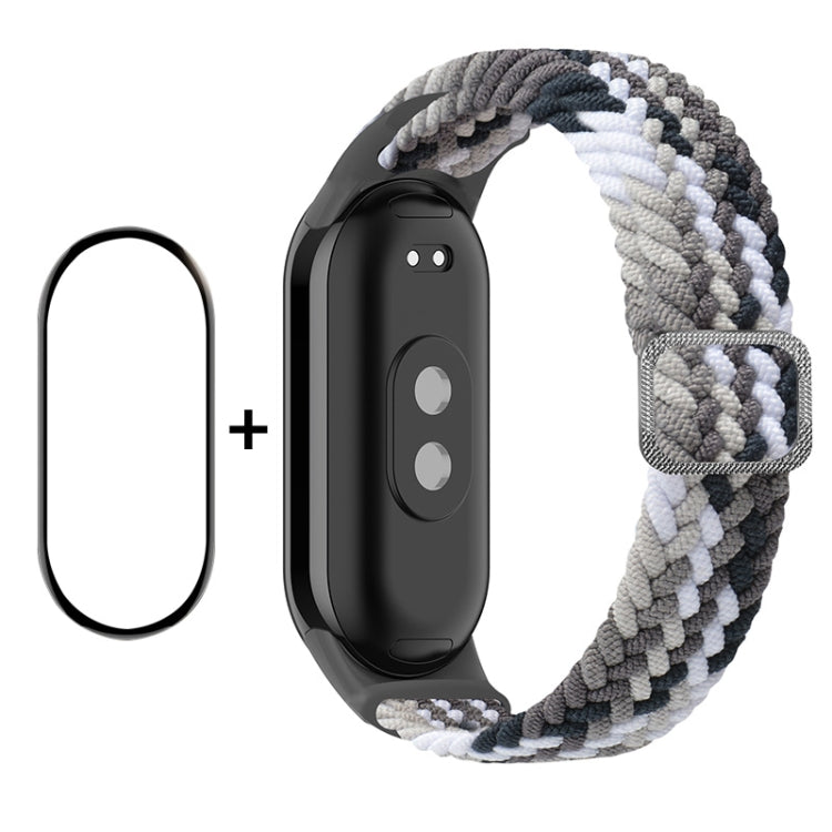 For Xiaomi Mi Band 8 ENKAY Hat-Prince 2 in 1 Set Full Coverage Screen Protector + Elastic Braided Nylon Watch Band(Colorful Black) - Watch Bands by ENKAY | Online Shopping South Africa | PMC Jewellery | Buy Now Pay Later Mobicred