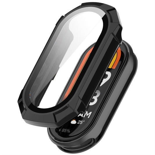 For Xiaomi Mi Band 8 ENKAY Hat-Prince Full Coverage PC Frame + Tempered Glass Film Watch Case(Black) - Watch Cases by ENKAY | Online Shopping South Africa | PMC Jewellery | Buy Now Pay Later Mobicred