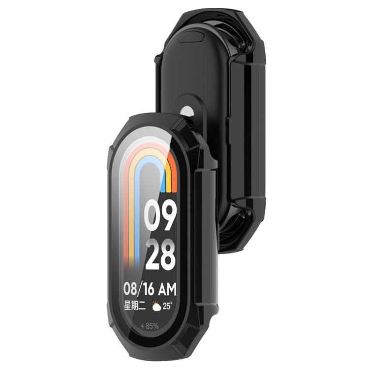 For Xiaomi Mi Band 8 ENKAY Hat-Prince Full Coverage PC Frame + Tempered Glass Film Watch Case(Black) - Watch Cases by ENKAY | Online Shopping South Africa | PMC Jewellery | Buy Now Pay Later Mobicred