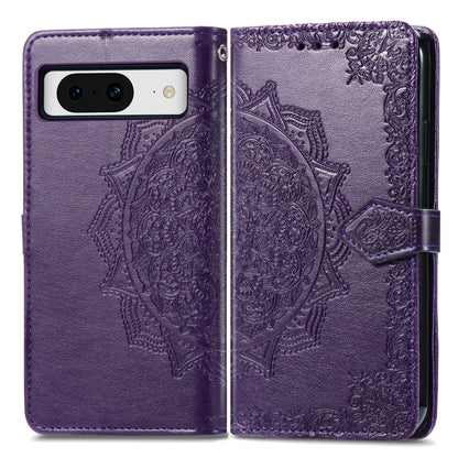 For Google Pixel 8 Pro Mandala Flower Embossed Leather Phone Case(Purple) - Google Cases by PMC Jewellery | Online Shopping South Africa | PMC Jewellery