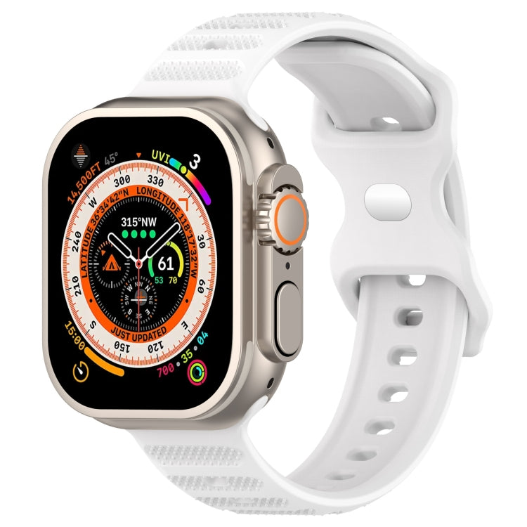 For Apple Watch Ultra 49mm Reverse Buckle Dot Texture Silicone Watch Band(White) - Watch Bands by PMC TechLife | Online Shopping South Africa | PMC TechLife
