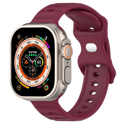 For Apple Watch 8 45mm Reverse Buckle Dot Texture Silicone Watch Band(Wine Red) - Watch Bands by PMC Jewellery | Online Shopping South Africa | PMC Jewellery