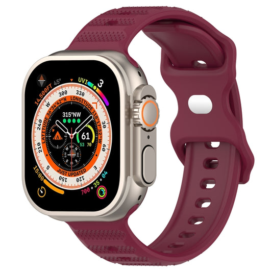 For Apple Watch 7 41mm Reverse Buckle Dot Texture Silicone Watch Band(Wine Red) - Watch Bands by PMC Jewellery | Online Shopping South Africa | PMC Jewellery