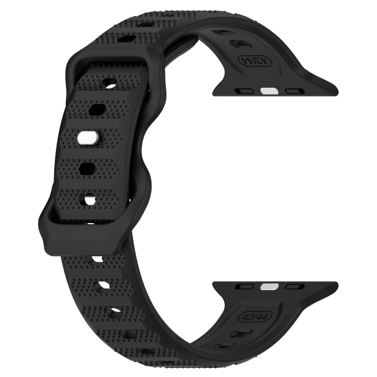 For Apple Watch SE 2022 44mm Reverse Buckle Dot Texture Silicone Watch Band(Black) - Watch Bands by PMC TechLife | Online Shopping South Africa | PMC TechLife