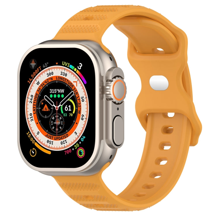For Apple Watch 4 44mm Reverse Buckle Dot Texture Silicone Watch Band(Yellow) - Watch Bands by PMC TechLife | Online Shopping South Africa | PMC TechLife