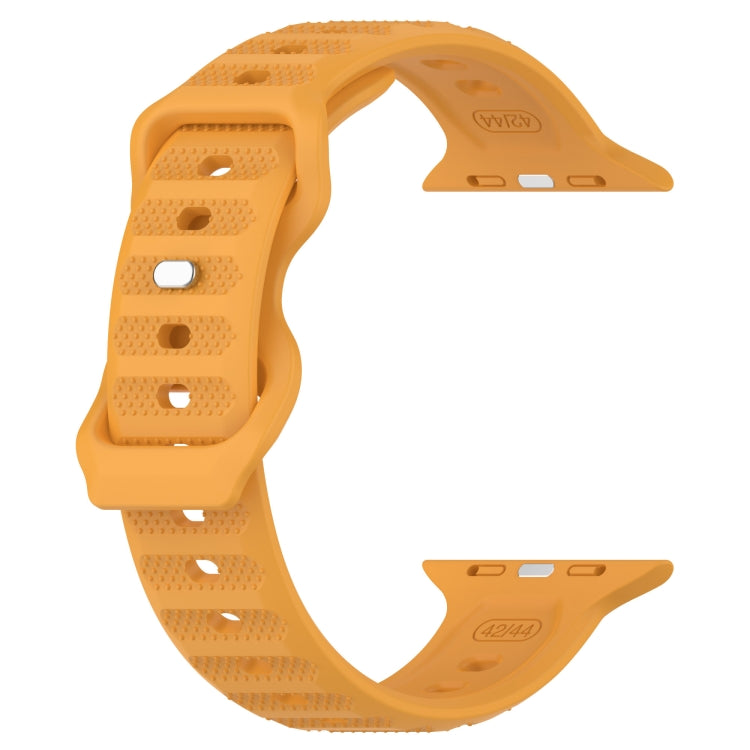 For Apple Watch 4 44mm Reverse Buckle Dot Texture Silicone Watch Band(Yellow) - Watch Bands by PMC TechLife | Online Shopping South Africa | PMC TechLife