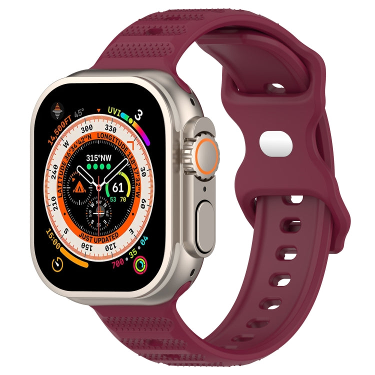 For Apple Watch 3 38mm Reverse Buckle Dot Texture Silicone Watch Band(Wine Red) - Watch Bands by PMC Jewellery | Online Shopping South Africa | PMC Jewellery