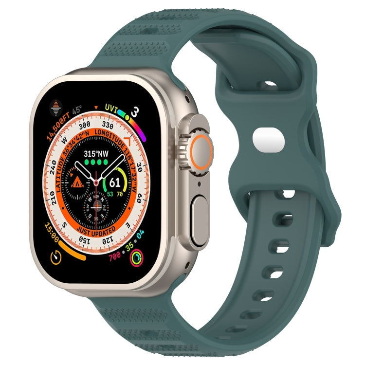 For Apple Watch 42mm Reverse Buckle Dot Texture Silicone Watch Band(Olive Green) - Watch Bands by PMC TechLife | Online Shopping South Africa | PMC TechLife