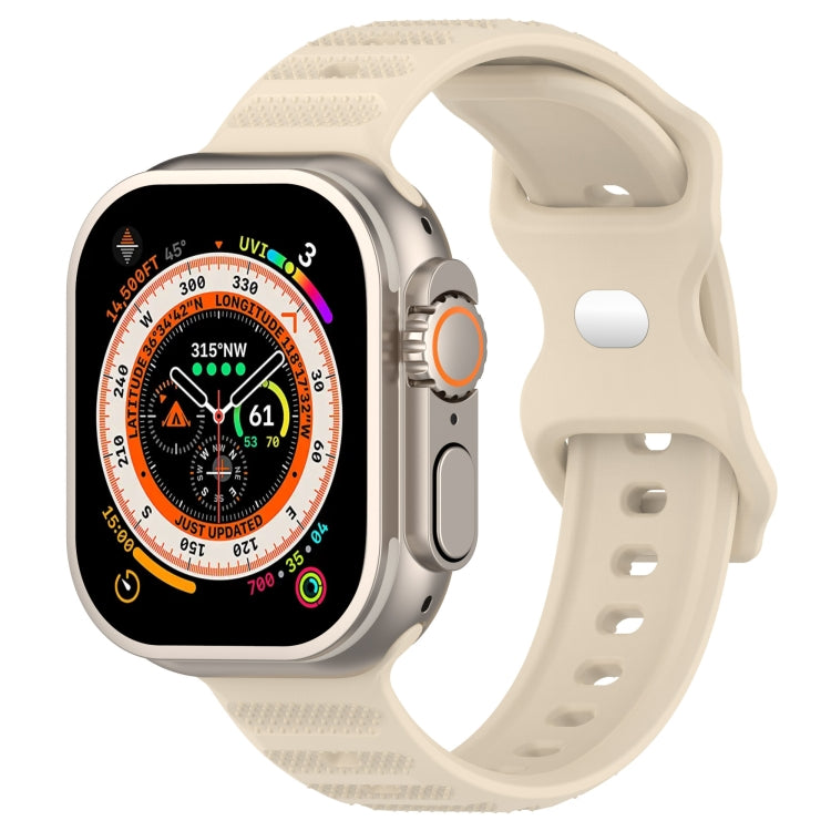 For Apple Watch 42mm Reverse Buckle Dot Texture Silicone Watch Band(Khaki) - Watch Bands by PMC TechLife | Online Shopping South Africa | PMC TechLife
