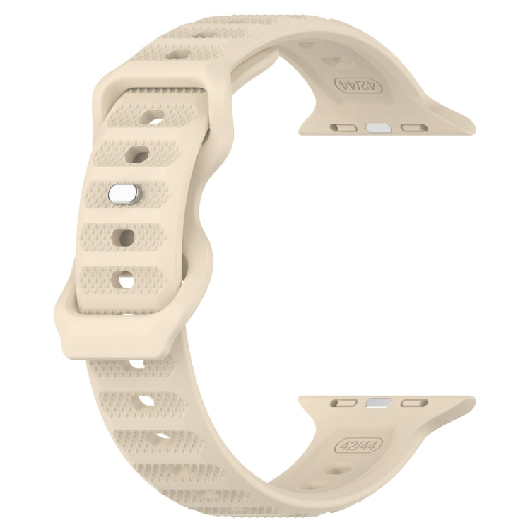 For Apple Watch 42mm Reverse Buckle Dot Texture Silicone Watch Band(Khaki) - Watch Bands by PMC TechLife | Online Shopping South Africa | PMC TechLife
