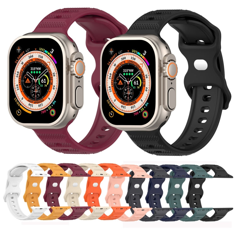 For Apple Watch 8 45mm Reverse Buckle Dot Texture Silicone Watch Band(Wine Red) - Watch Bands by PMC Jewellery | Online Shopping South Africa | PMC Jewellery