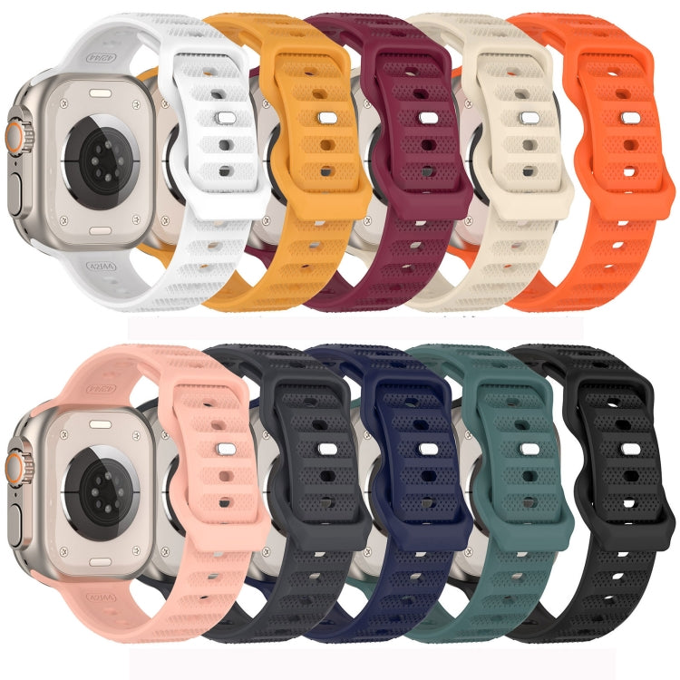 For Apple Watch 6 44mm Reverse Buckle Dot Texture Silicone Watch Band(Khaki) - Watch Bands by PMC TechLife | Online Shopping South Africa | PMC TechLife