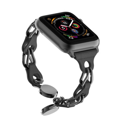 For Apple Watch 4 40mm Hollow Leather Chain Magnetic Buckle Watch Band(Black) - Watch Bands by PMC Jewellery | Online Shopping South Africa | PMC Jewellery