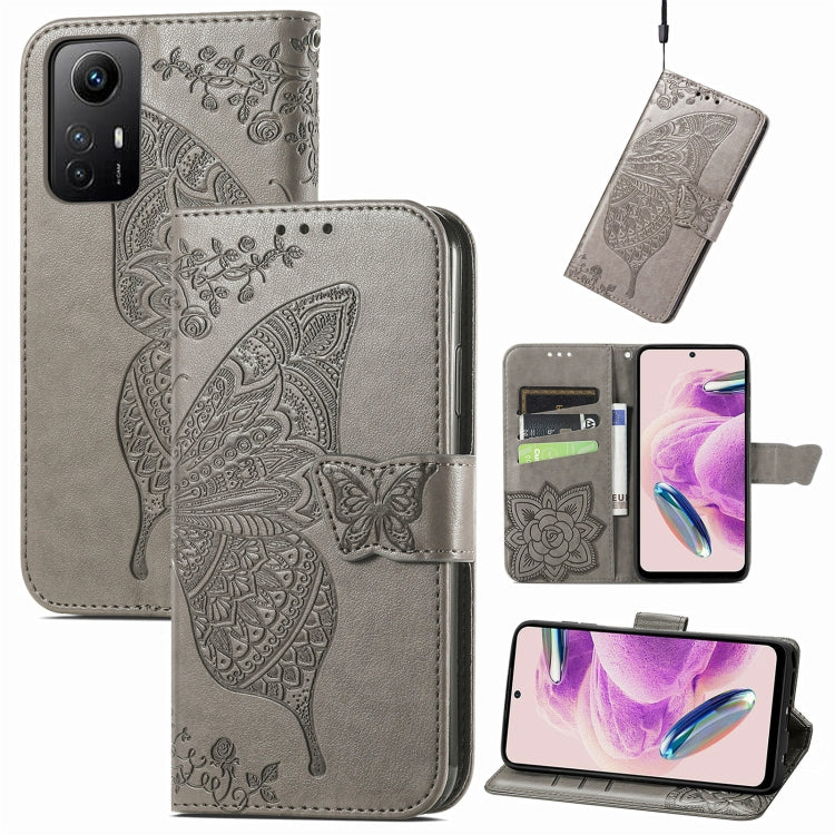 For Xiaomi Redmi Note 12S Butterfly Love Flower Embossed Leather Phone Case(Gray) - free shipping - PMC TechLife - Order now!