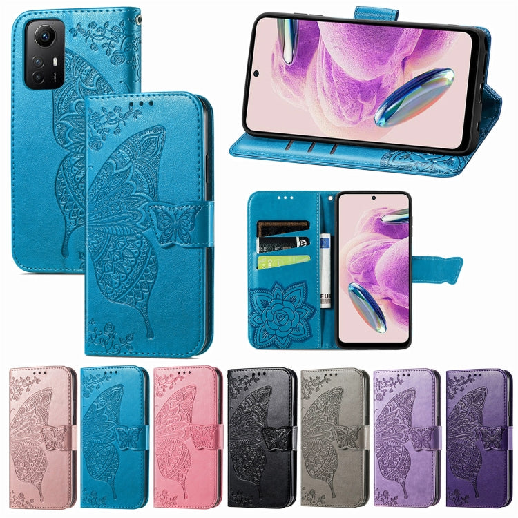 For Xiaomi Redmi Note 12S Butterfly Love Flower Embossed Leather Phone Case(Gray) - free shipping - PMC TechLife - Order now!