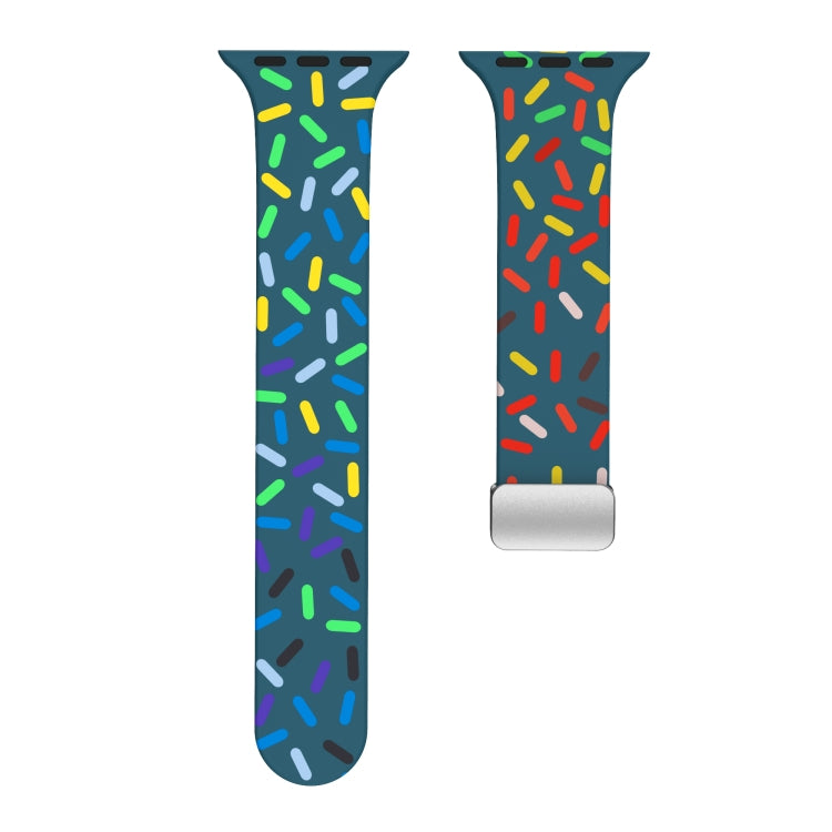 For Apple Watch 4 44mm Rainbow Dots Silicone Magnetic Buckle Watch Band(Blue) - Watch Bands by PMC TechLife | Online Shopping South Africa | PMC TechLife