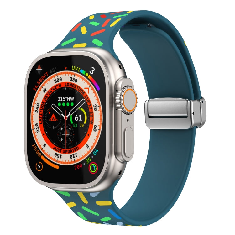 For Apple Watch 2 42mm Rainbow Dots Silicone Magnetic Buckle Watch Band(Blue) - Watch Bands by PMC TechLife | Online Shopping South Africa | PMC TechLife