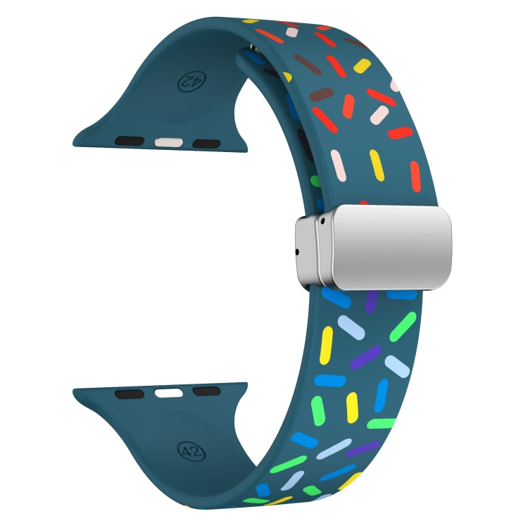 For Apple Watch 42mm Rainbow Dots Silicone Magnetic Buckle Watch Band(Blue) - Watch Bands by PMC TechLife | Online Shopping South Africa | PMC TechLife