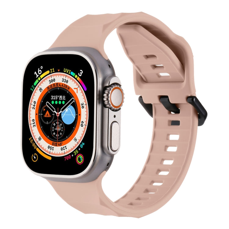 For Apple Watch 8 45mm Ripple Silicone Sports Watch Band(Pink) - Watch Bands by PMC Jewellery | Online Shopping South Africa | PMC Jewellery