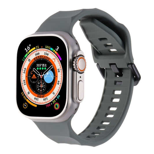 For Apple Watch 8 45mm Ripple Silicone Sports Watch Band(Dark Grey) - Watch Bands by PMC Jewellery | Online Shopping South Africa | PMC Jewellery