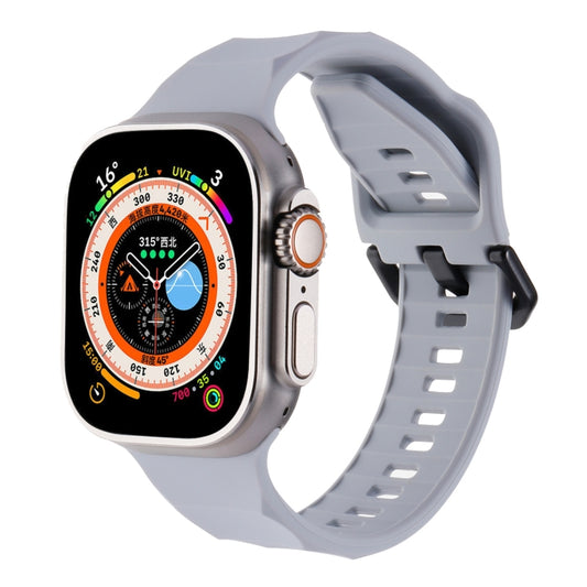 For Apple Watch 8 45mm Ripple Silicone Sports Watch Band(Light Grey) - Watch Bands by PMC Jewellery | Online Shopping South Africa | PMC Jewellery