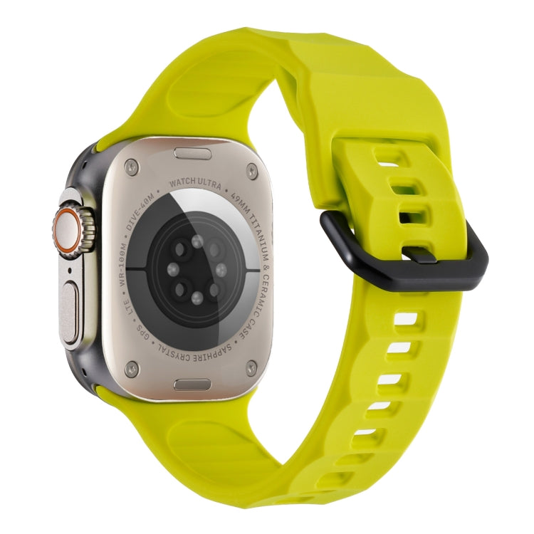 For Apple Watch 8 45mm Ripple Silicone Sports Watch Band(Fluorescent Green) - Watch Bands by PMC Jewellery | Online Shopping South Africa | PMC Jewellery