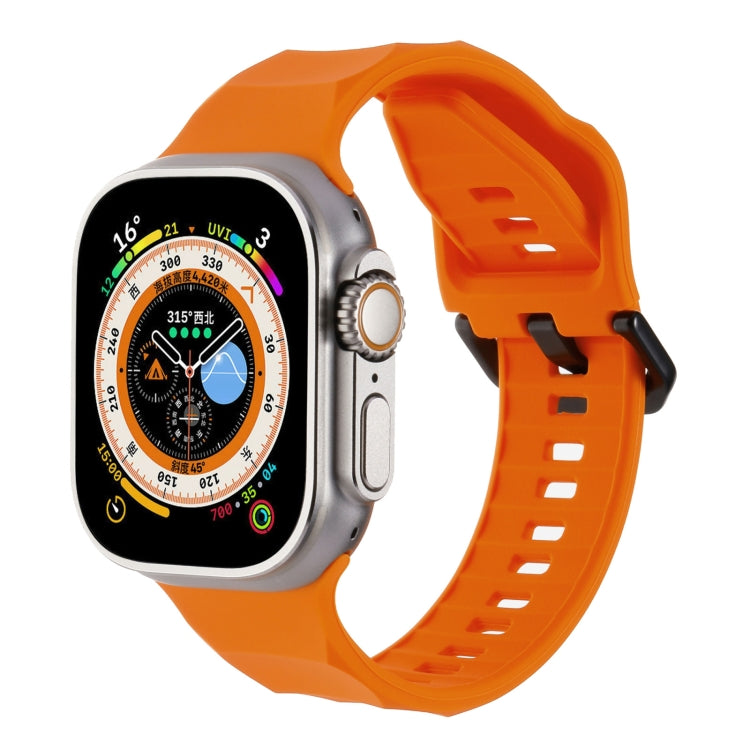 For Apple Watch 7 45mm Ripple Silicone Sports Watch Band(Orange) - Watch Bands by PMC Jewellery | Online Shopping South Africa | PMC Jewellery