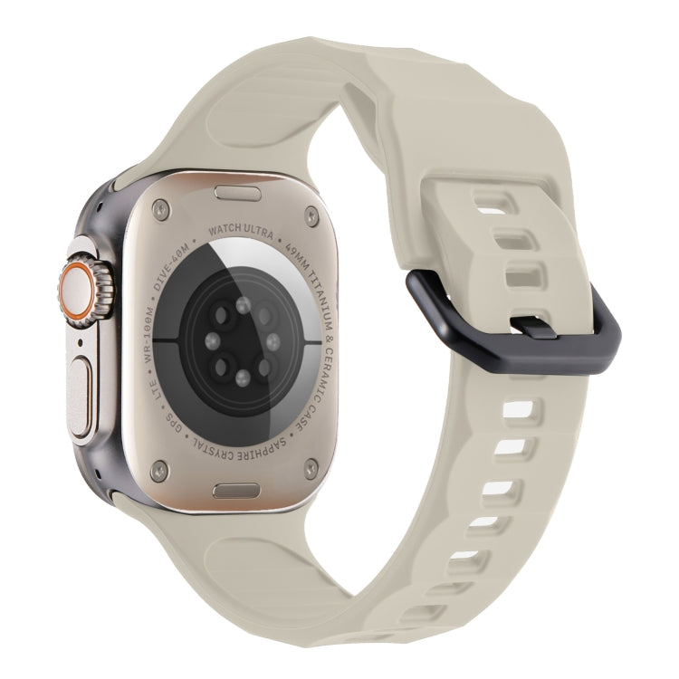 For Apple Watch 7 45mm Ripple Silicone Sports Watch Band(Starlight) - Watch Bands by PMC TechLife | Online Shopping South Africa | PMC TechLife