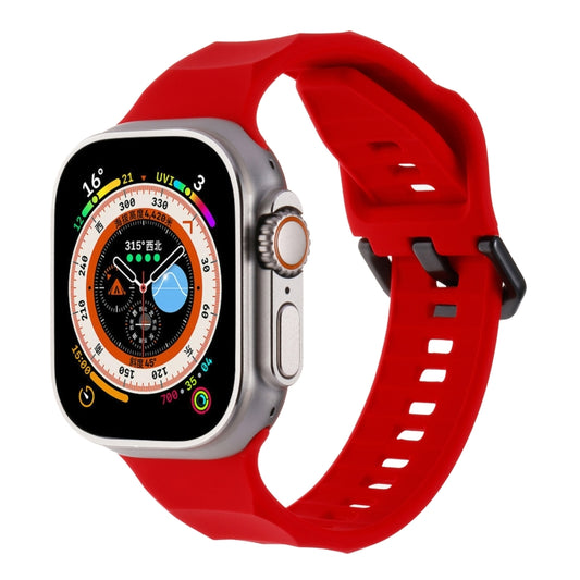 For Apple Watch SE 44mm Ripple Silicone Sports Watch Band(Red) - Watch Bands by PMC Jewellery | Online Shopping South Africa | PMC Jewellery