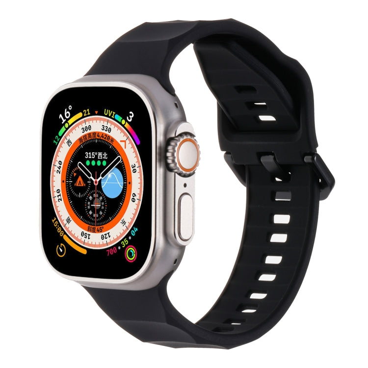 For Apple Watch 4 44mm Ripple Silicone Sports Watch Band(Black) - Watch Bands by PMC Jewellery | Online Shopping South Africa | PMC Jewellery