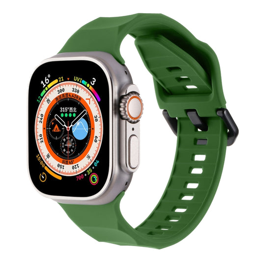 For Apple Watch 4 44mm Ripple Silicone Sports Watch Band(Army Green) - Watch Bands by PMC Jewellery | Online Shopping South Africa | PMC Jewellery